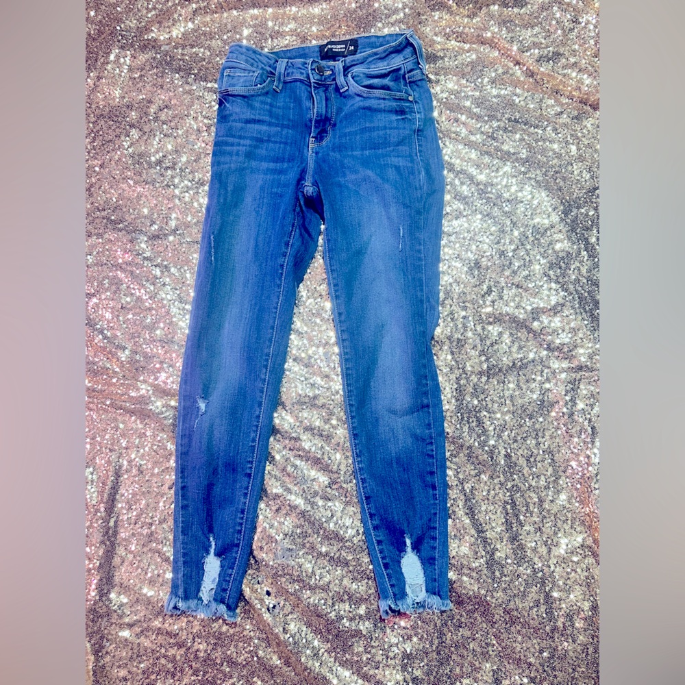 Juniors sz 24 just black denim skinny ankle medium wash